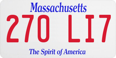 MA license plate 270LI7