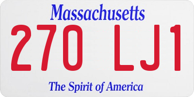 MA license plate 270LJ1