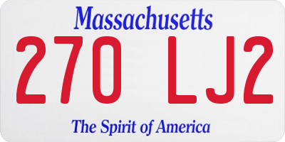 MA license plate 270LJ2