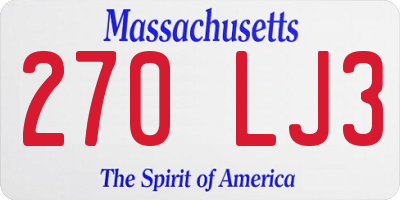 MA license plate 270LJ3