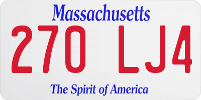 MA license plate 270LJ4
