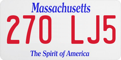 MA license plate 270LJ5