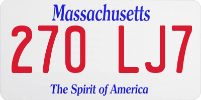 MA license plate 270LJ7