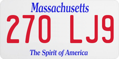 MA license plate 270LJ9