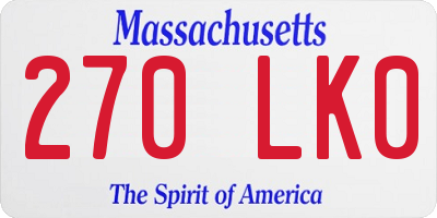 MA license plate 270LK0