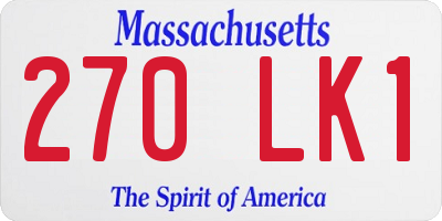 MA license plate 270LK1