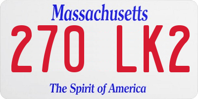 MA license plate 270LK2