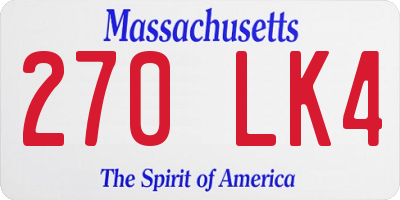 MA license plate 270LK4