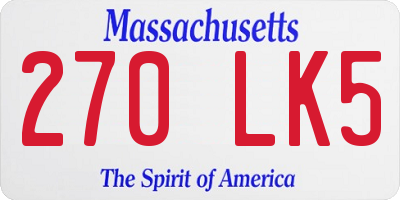 MA license plate 270LK5