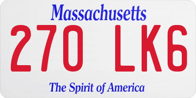 MA license plate 270LK6