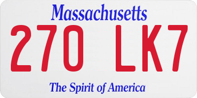 MA license plate 270LK7