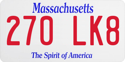 MA license plate 270LK8
