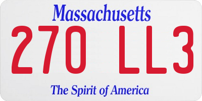 MA license plate 270LL3