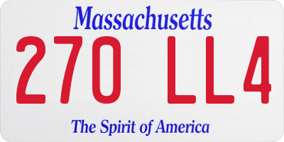 MA license plate 270LL4