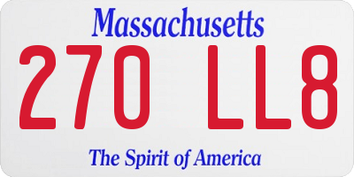 MA license plate 270LL8