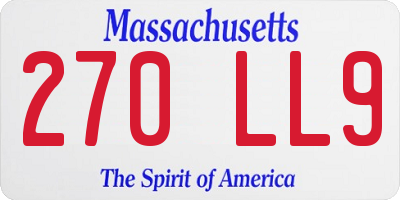 MA license plate 270LL9