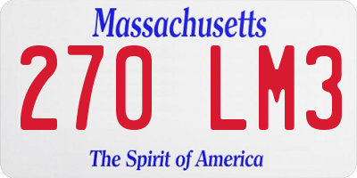 MA license plate 270LM3