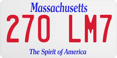 MA license plate 270LM7
