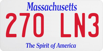 MA license plate 270LN3