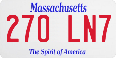 MA license plate 270LN7