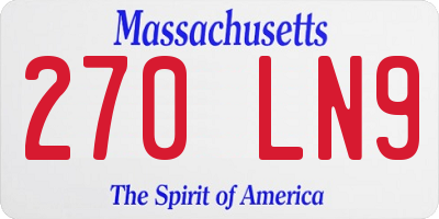 MA license plate 270LN9