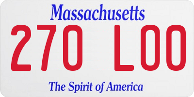 MA license plate 270LO0