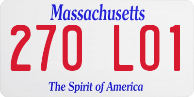 MA license plate 270LO1