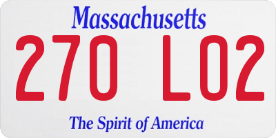 MA license plate 270LO2