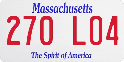 MA license plate 270LO4