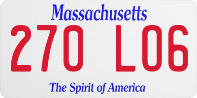 MA license plate 270LO6