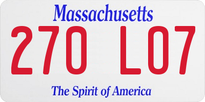 MA license plate 270LO7