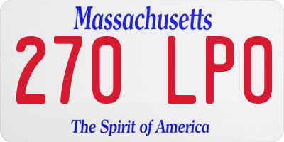 MA license plate 270LP0
