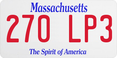 MA license plate 270LP3