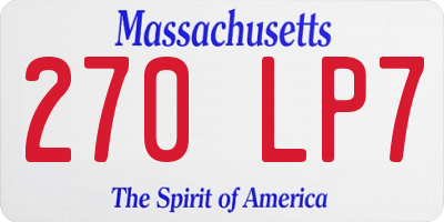 MA license plate 270LP7