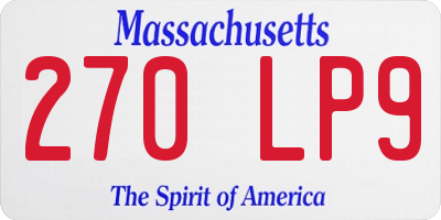 MA license plate 270LP9