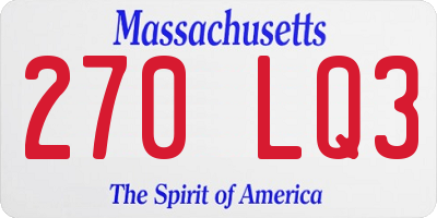 MA license plate 270LQ3