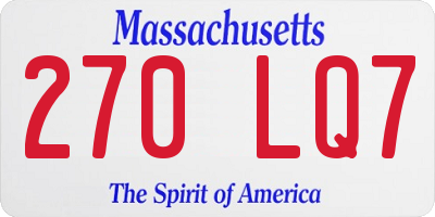 MA license plate 270LQ7