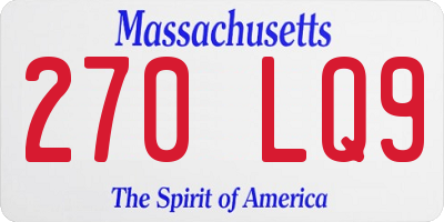 MA license plate 270LQ9