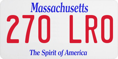 MA license plate 270LR0