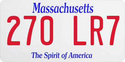 MA license plate 270LR7