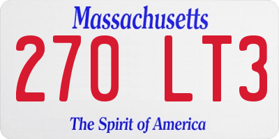 MA license plate 270LT3