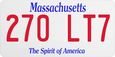 MA license plate 270LT7