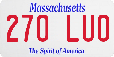 MA license plate 270LU0