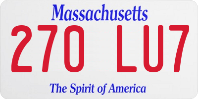 MA license plate 270LU7