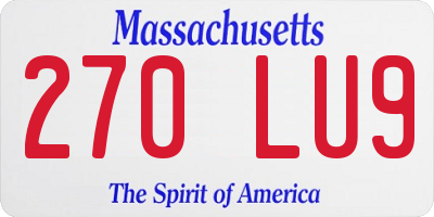 MA license plate 270LU9