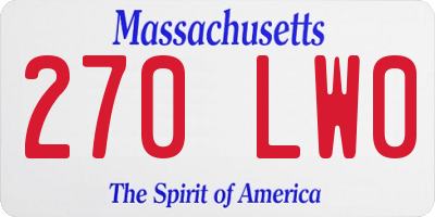 MA license plate 270LW0