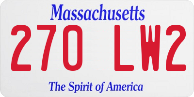 MA license plate 270LW2