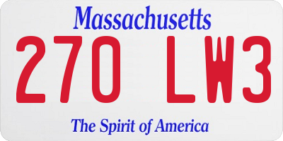 MA license plate 270LW3