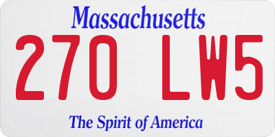 MA license plate 270LW5