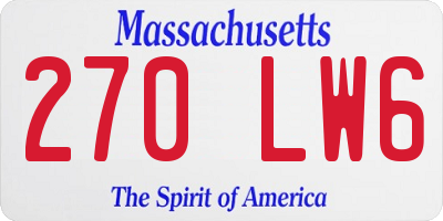 MA license plate 270LW6